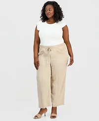 Anne Klein Plus High Rise Drawstring-Waist Pants