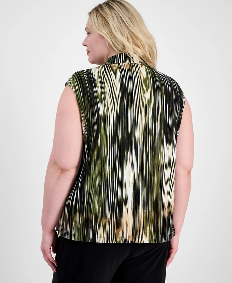 Anne Klein Plus Extended-Shoulder Cowlneck Blouse