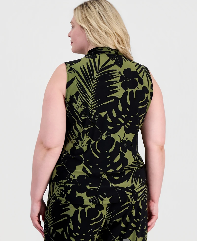 Anne Klein Plus Size Triple Pleat Sleeveless Top