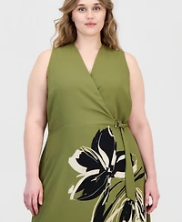 Anne Klein Plus Faux-Wrap A-Line Midi Dress