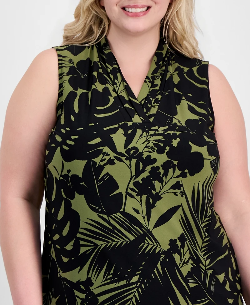Anne Klein Plus Size Triple Pleat Sleeveless Top