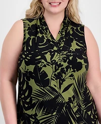 Anne Klein Plus Size Triple Pleat Sleeveless Top