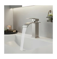 Busdays Brushed Nickel Single Handle Bathroom Faucet Stainless Steel Single Hole Lavatory Faucet