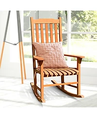 Gymax 2 Pcs Outdoor Eucalyptus Rocking Chair Single Rocker for Patio Deck