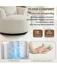 Rainsken 360 degrees Swivel Accent Chair, Modern Compressible Barrel Chair with Wooden Frame, Comfort Seating for Living Room, Reading Room, Office