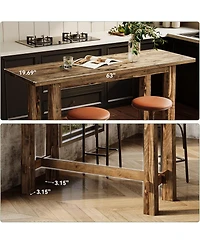 Tribesigns 63" Solid Wood Bar Table, Tall Pub Table for 4-6 People, Kitchen Counter Height Table for Dining & Home Bar