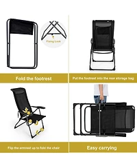 Gymax 4PCS Folding Patio Recliner Chair and Ottoman Set w/ Adjustable Backrest