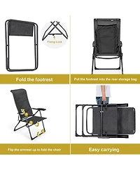 Gymax 4PCS Folding Patio Recliner Chair and Ottoman Set w/ Adjustable Backrest