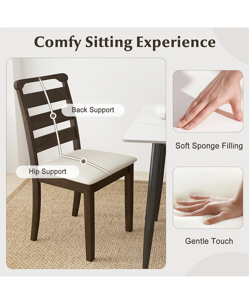 Sugift Upholstered Wooden Dining Chairs Set of Two