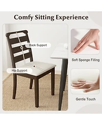 Sugift Upholstered Wooden Dining Chairs Set of Two