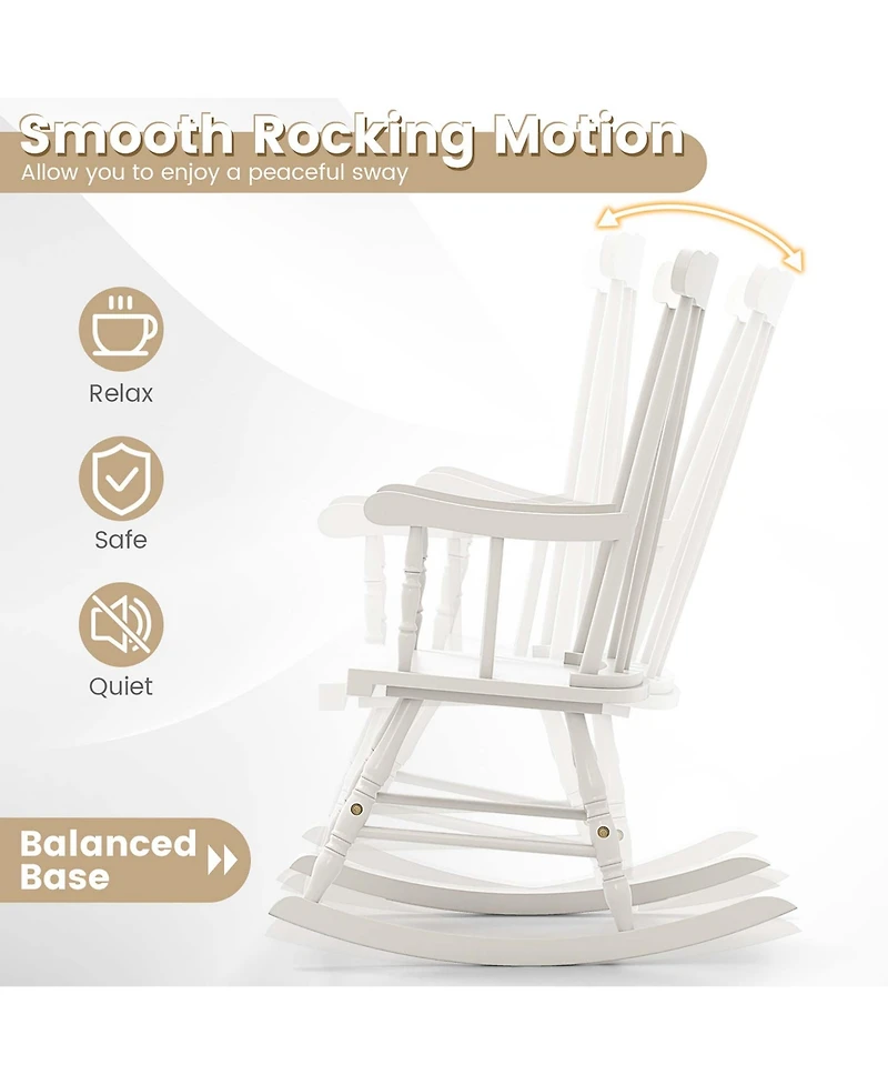 Gymax Wooden Rocking Chair Single Rocker Indoor Garden Patio Yard