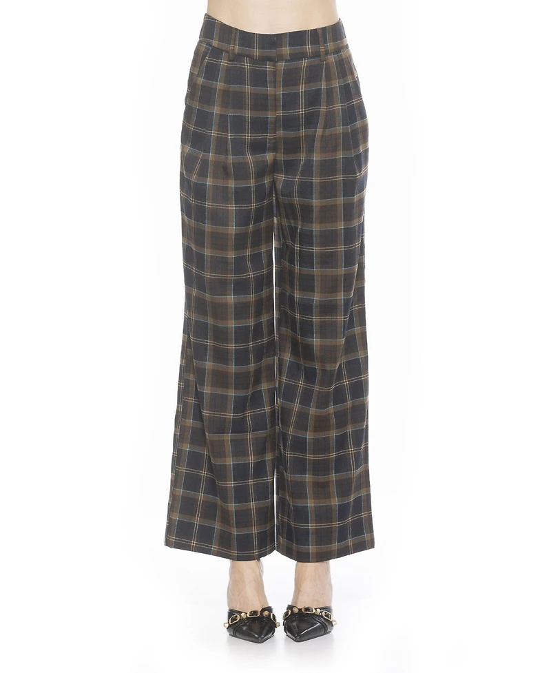 Alexia Admor Women's Elodie Plaid Wide Leg Pants