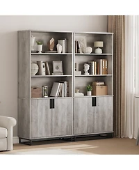 gaomon 5-Tier Tall Bookcase with Adjustable Shelves and Doors, Metal Legs Bookshelf for Home