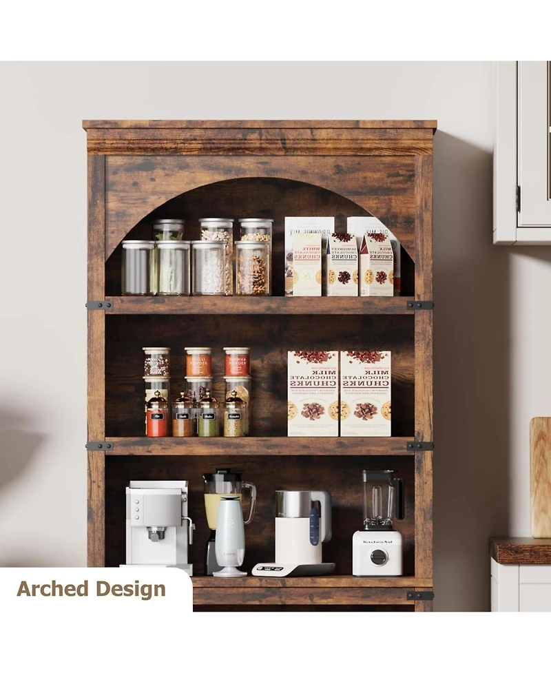 gaomon Tall Farmhouse Arched Bookcase