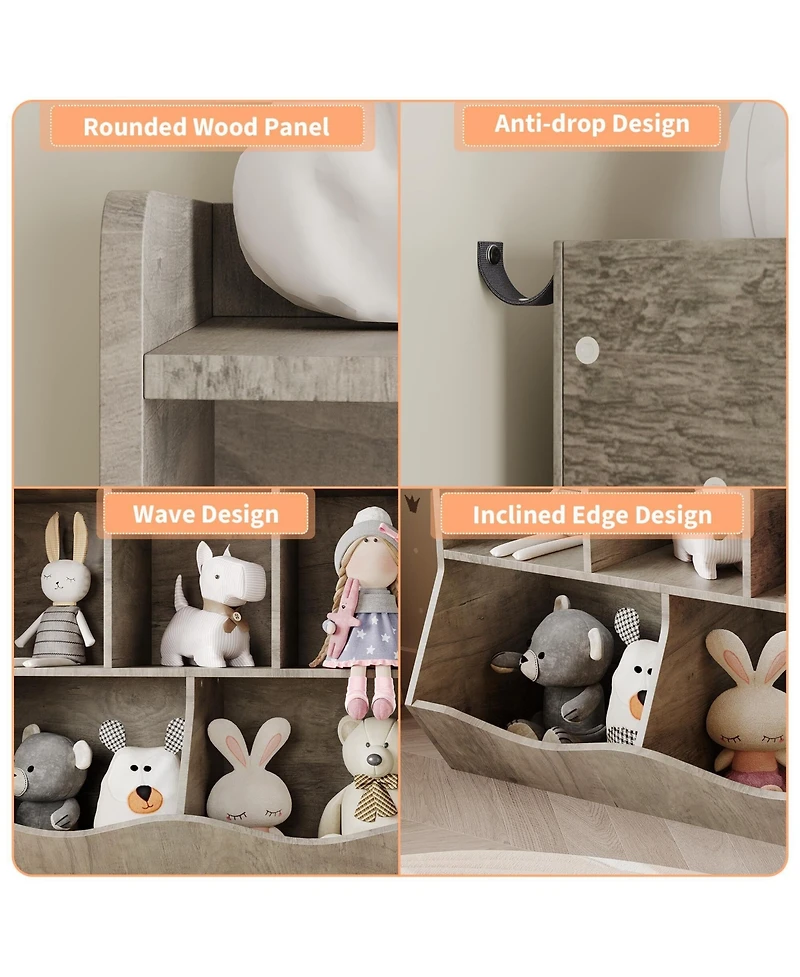 gaomon Wooden Kids Bookshelf and Toy Storage, Children Bookcase with 5 Compartments