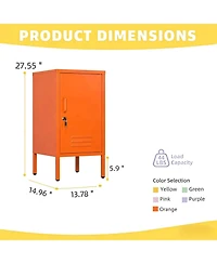 gaomon lockable metal nightstand with 2 adjustable shelves, modern side table storage cabinet and door for bedroom or living room.