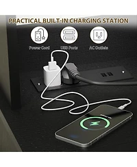 gaomon 47 Coffee Bar Cabinet with 5 Hooks, Buffet Power Outlets, Goblet Holder, Sideboard Wine Rack Hutch Storage