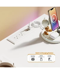 gaomon 63" Wide Chest of Drawers with Led Light and Charging Station, Large Tv Stand Multi-Function Home Organizer for Living