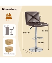 Gymax 4 Pcs Bar Stools Pu Leather Swivel Chairs Height Adjustable Upholstered Barstools