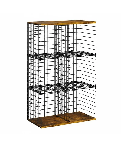 Yigii 6 Cube Wire Closet Organizer Storage Shelf with Woodtop Sturdy Modular for Clothes Books Bedroom Office