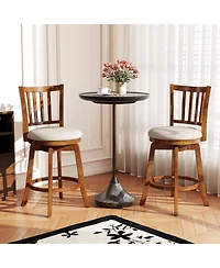 Gymax Swivel Counter Barstools Set of 2 w/Backrest and Upholstered Seat Footrest