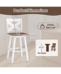 Gymax 29'' Swivel Barstools Set of 4 w/Backrest Large Seat Footrest for Kitchen Island