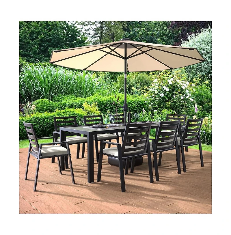 LeisureMod Chelsea Outdoor Dining Armchair Set of 2, Modern Patio Chair with Aluminum Frame, Weather Resistant Uv-Protected Cushions Olefin Fabric