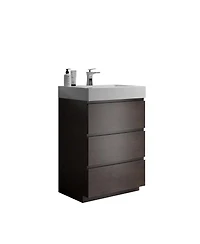 Sillysis 24" Walnut Freestanding Bathroom Vanity with Sink, Modern Melamine Bathroom Storage Cabinet without Faucet