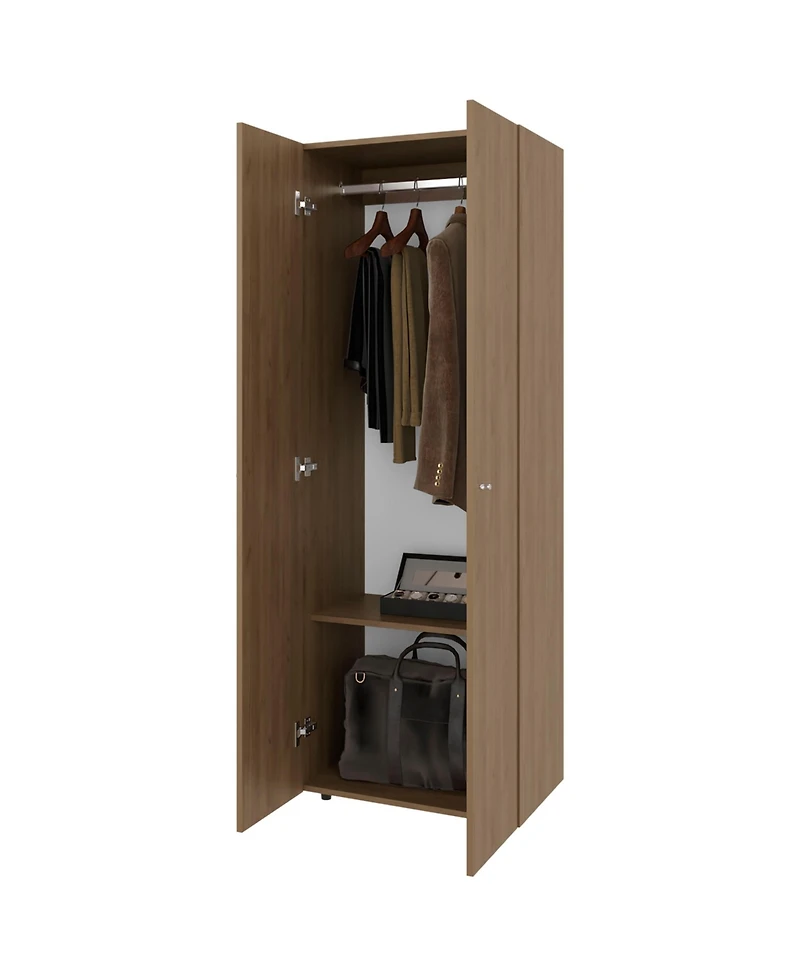 Flynama Armoire 66.9 Inch High 2 Doors 2 Shelves Bedroom Storage Cabinet with Hanging Rod