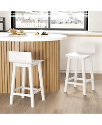 Sugift Wood Bar Stools Set of Two with Solid Back and Seat