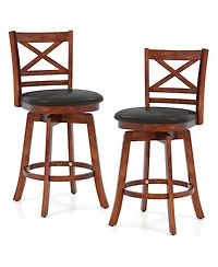 Sugift Swivel Bar Stools Set of Two with Backrest and Footrest