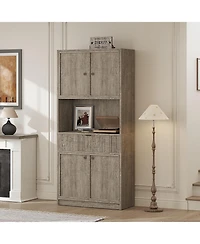 gaomon 70" Tall Kitchen Pantry Cabinet with Doors, Fluted Drawer and Adjustable Shelves