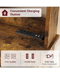 gaomon Microwave Stand Bakers Rack Cabinet, Farmhouse with Power Outlet Thickened Counter, Freestanding Small Kitchen