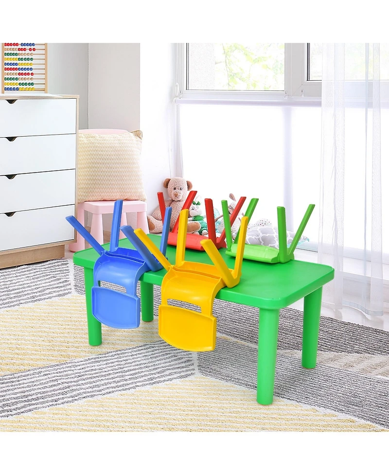 Sugift Kids Plastic Table and Four Chairs Set for Playroom