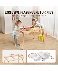 Mecale Kids Sensory Table, 3 Foldable Storage Bins, Double-Sided Board, Indoor/Outdoor Sand & Water Play, Wooden