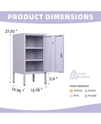 gaomon lockable metal nightstand with 2 adjustable shelves, modern side table with storage cabinet and door for bedroom or living room.
