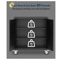 gaomon Metal Storage Cabinet with Rolling Tool Cart, 2 Adjustable Shelves, Locks and 4 Wheels, Heavy Duty Rust Resistant Cabinet