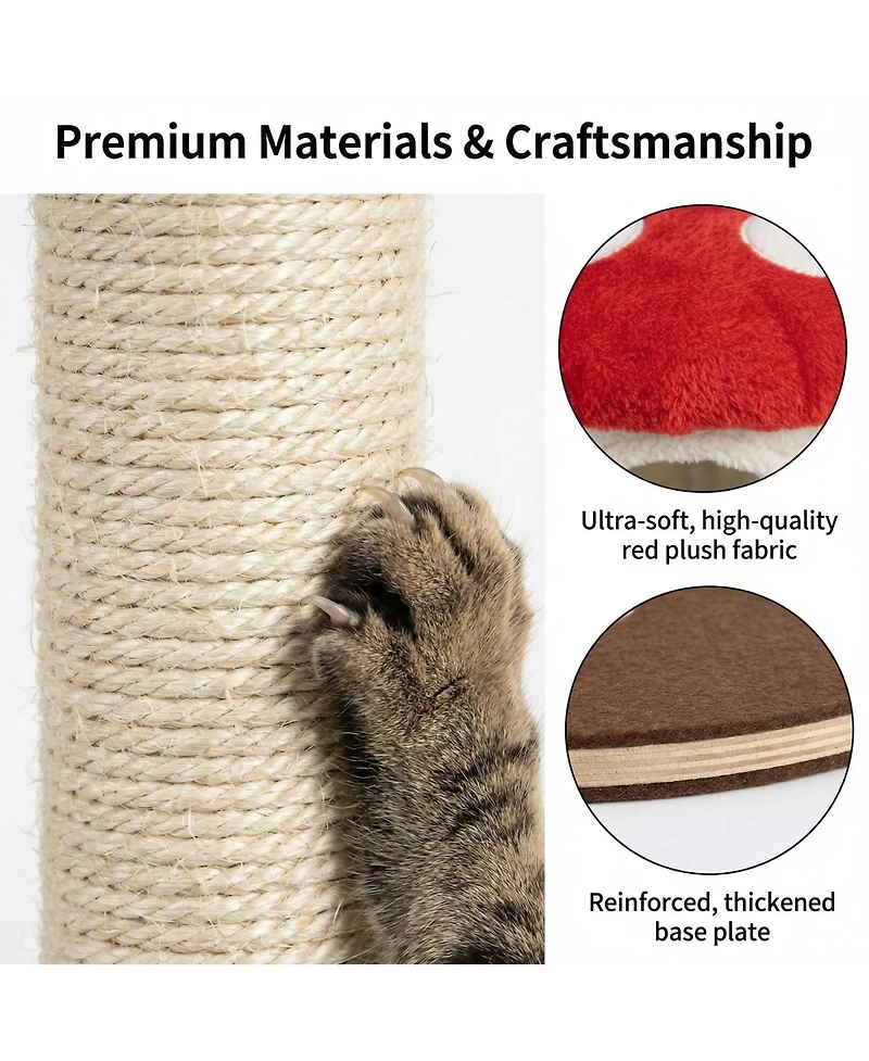 Zeus and Ruta Mushroom Cat Tree with Large Condo Platform Ladder Plush Scratching Posts for Indoor Cats Modern Pet Furniture