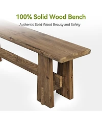 Tribesigns 59" Solid Wood Bench, Farmhouse Entryway Bench, Long Retro Bench for End of Bed, Dining Room