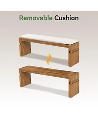 Tribesigns 55.1" Wide Upholstered Bench, Solid Wood Bedroom Bench with Boucle Cushion, Modern Entryway Bench