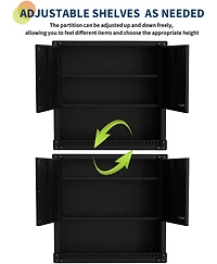 gaomon Heavy Duty Steel Wall Cabinet with Lock, Hanging Storage Organizer with Shelves, Rust-Resistant Garage, Workshop