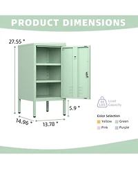 gaomon lockable metal nightstand with 2 adjustable shelves, modern side table storage cabinet and door for bedroom or living room.