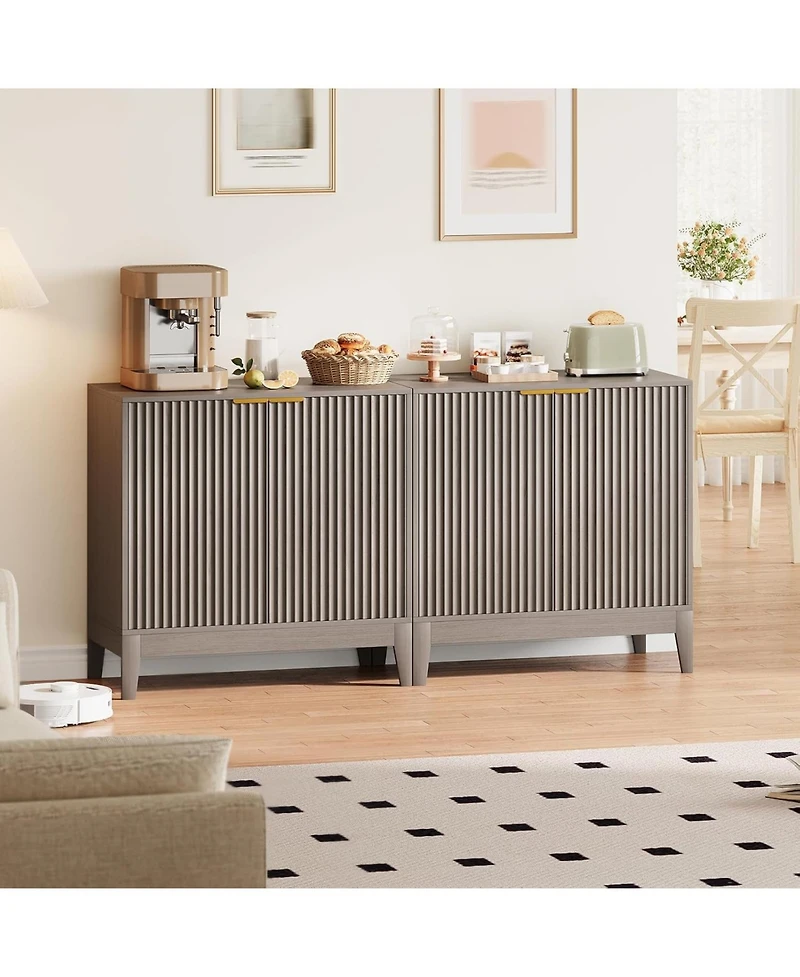 gaomon 31.5" Fluted Cabinet with 2 Doors, Sideboard Buffet, Modern Storage Adjustable Shelf, Multifunctional Accent Credenza Console