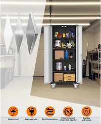 gaomon Metal Storage Cabinet 72" H with Wheels, Steel Tool Cabinet with Lock and 4 Adjustable Shelves and Lockable Rolling,Storage Organization