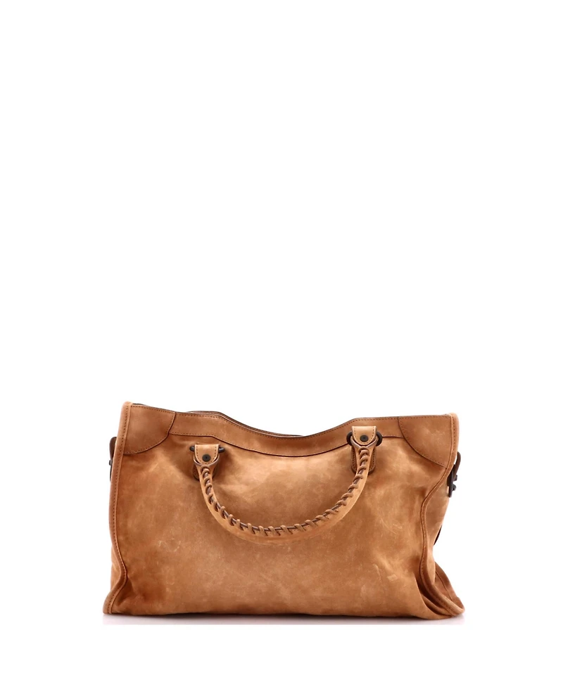 Pre-Owned Balenciaga Medium City Classic Studs Bag Suede