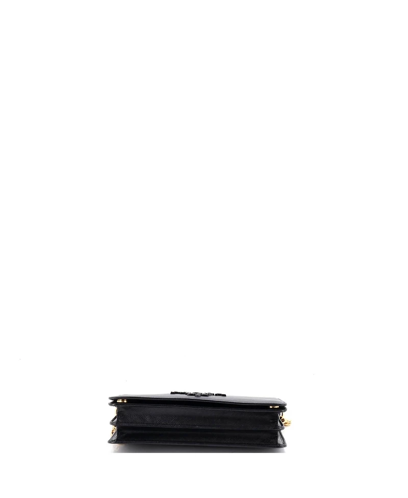 Pre-Owned Prada Mini Monochrome Wallet on Chain Saffiano Leather