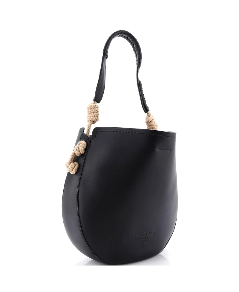 Pre-Owned Prada Tambour Shoulder Bag Leather with Rope Detail