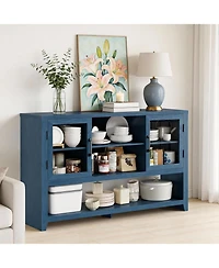 gaomon 53" Kitchen Buffet Sideboard Cabinet with Glass Doors and 3 Shelves, Modern Storage for Living Room Entryway