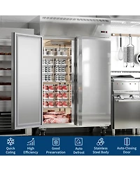gaomon 48"W Commercial Freezer 36 Cu.ft Stainless Steel Reach-in Solid Door Upright Fan Cooling 2 Door 2 Section Freezer for Restaurant, Bar, Shop