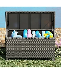 gaomon Wicker Deck Box, 125 Gallon All-Weather Outdoor Storage Box, Rattan Storage Bin for Patio Furniture, Outdoor Cushions